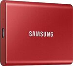 Samsung T7 Portable SSD (Red): 1TB $86.20, 2TB $142.84 Delivered @ Amazon US via AU