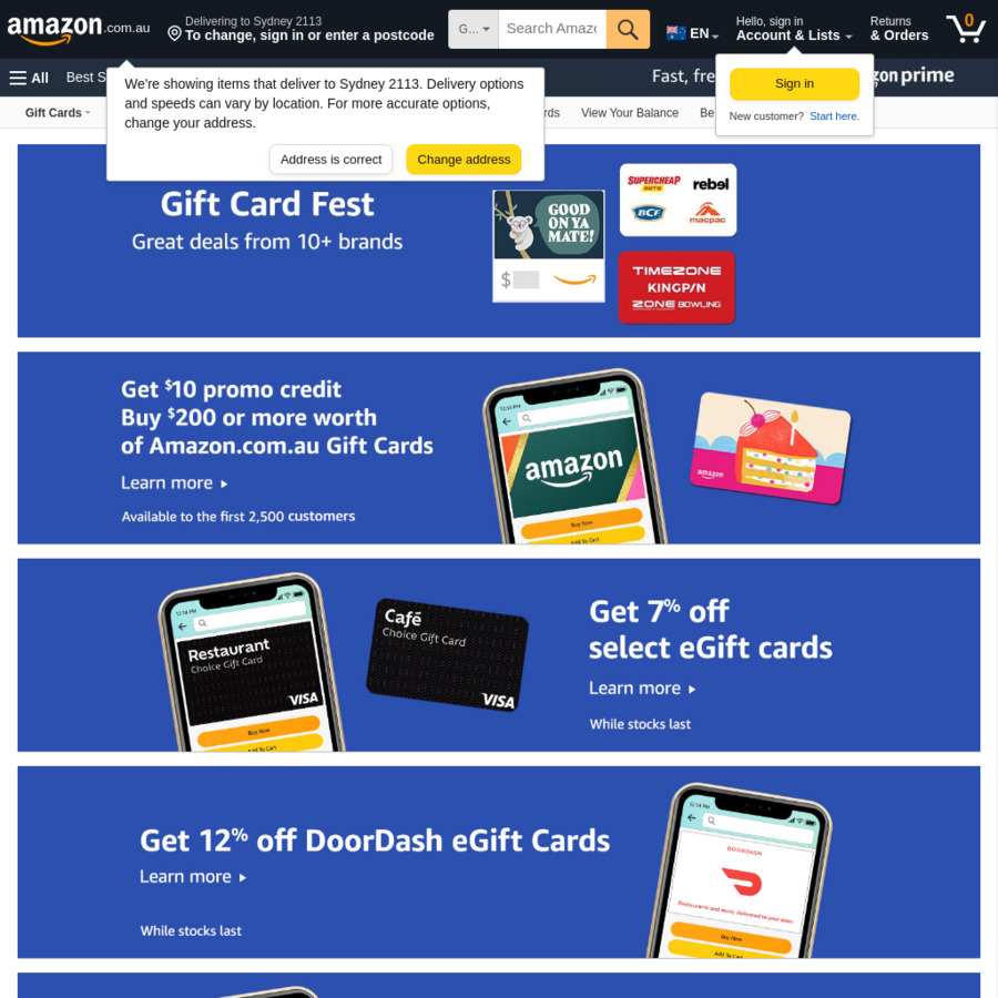 Buy 200 Amazon AU Gift Card, Get 10 Promo Credit (Limit 2,500 Claims