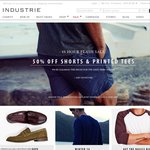 50% off Shorts and Printed Tees @ Industrie Online
