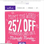 25% off All Hallmark Personalised Cards ($4.46 Each) - Free Delivery