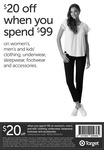 $20 off When You Spend $99 on Clothing, Shoes Underwear & Accessories for Whole Family @Target