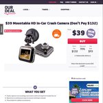 DVR013N Dash Cam - Crash Cam DVR - OurDeal - $39, Shipping $8