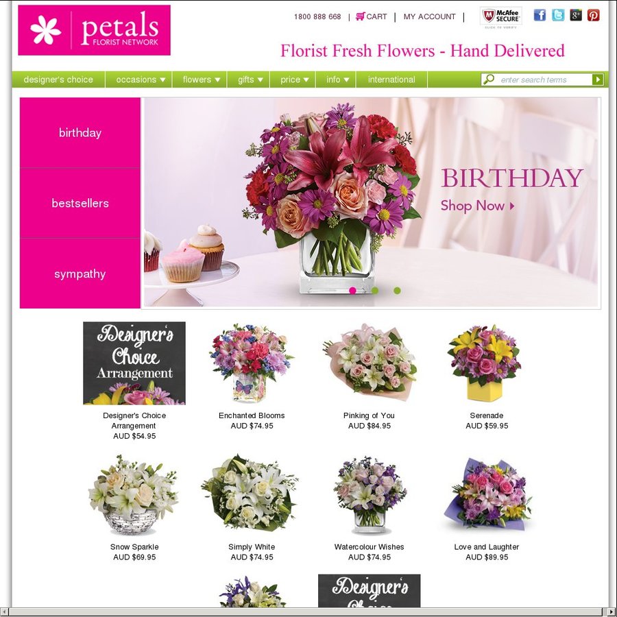 20% off Sitewide @ PETALS Florist Network - OzBargain