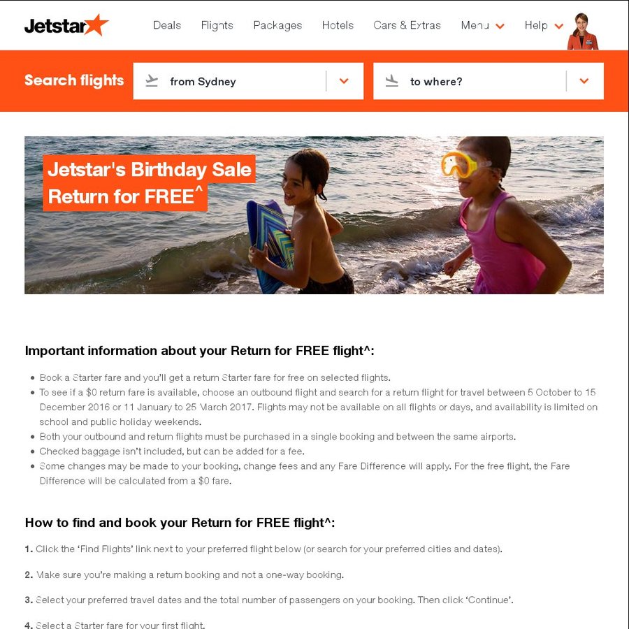Jetstar Birthday Sale FREE Return Travel in OctDec and JanMar + MEL