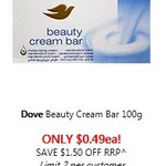 Dove Beauty Cream Bar 100g $0.49 + More Deals @ Discount Drug Stores
