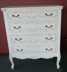 French Provincial Chest Of Drawers White Patina $550 @ Indo Deco (Rosanna, VIC)