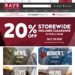 20% off, No Minimum, Instore and Online, Includes Clearance @ Rays