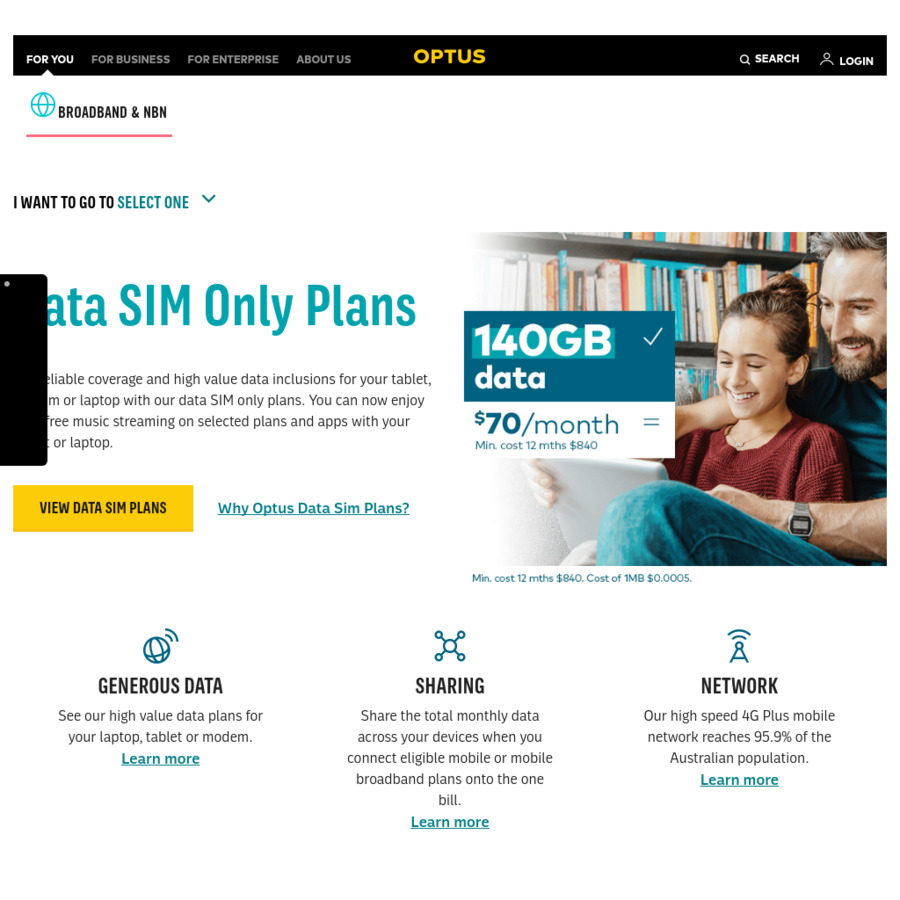 Optus Data Sim: 140GB, $52.50mth (1yr Contract) - OzBargain