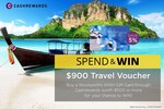 Win a Travel Voucher Worth $900 with Purchase of $500 Woolworths WISH Gift Cards @ Cashrewards (up to 25 Entries)