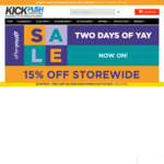 15% off + Extra 5% (with Free Delivery $50+ Orders) @ KickPush