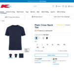 Plain Crew Neck Tee $3.75 + Delivery / Free Pickup over $20 Spend @ Kmart