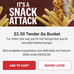 Tender Go Bucket for $2.50 @ KFC via App