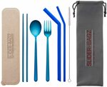 [Prime] Travel Cutlery Set Blue Stainless Steel with Silicone Straws $11.68 Delivered @ Erilea Amazon AU