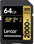 Lexar Professional 2000x 64GB SDXC UHS-II/U3 (Up to 300MB/s Read) w/USB 3.0 Reader $80.42 Delivered @ Amazon UK via AU