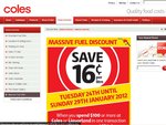Coles 16c Fuel Discount Offer When You Spend $100 Jan 24th-29th