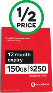 Vodafone $250 Prepaid Plus Starter Pack for $125 (365-Day Expiry with ...