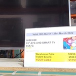[QLD] Hisense 85" A7G 4K UHD Smart TV $1799.98 @ Costco, Bundamba (Membership Required)