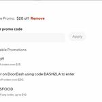 $20 off Orders over $15 @ DoorDash