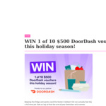 Win 1 of 10 $500 DoorDash Vouchers from Mamamia