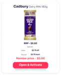 $2.75 Back in Shping Rewards on Cadbury Milk Chocolate 180g (Currently $2.75 at Coles) @ Shping (Activation Required)