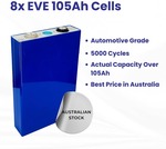 Eve 105Ah LiFePO4 3.2V Cells for Automotive Grade, 8 × Cells $792 Delivered @ Muller Energy