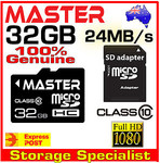 Master MICRO SD Class 10 32GB - $28.95; 16GB - $14.45 - The Fastest Card - Write Speed !