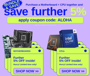 5% off Eligible CPU + Motherboard Bundle + Delivery ($0 VIC/SYD/ADL C&C/ in-Store) + Surcharge @ Centre Com