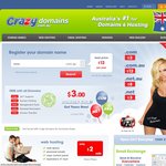 Crazydomains.com.au $3 for .com Registration for First Year