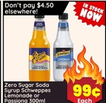 [QLD] Zero Sugar Soda Syrup Schweppes Lemonade $0.99 @ Sam's Coco, Annerley