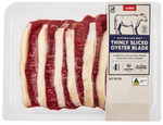 Coles Beef Oyster Blade Thin Sliced Steak 400g - 2 for $15 ($18/kg) @ Coles