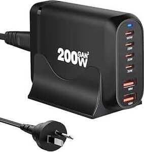 Hicvers 200W USB C Charger, Gan Charger Station, 6-Port Fast Charger $49.90 Delivered @ Hicvers AU via Amazon AU