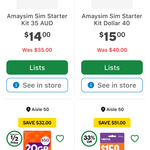 amaysim Starter Packs: $35 for $14, $40 for $15, $50 for $18, $150 for $99 In-store @ Woolworths (5% Price-Beat @ Officeworks)