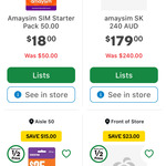 amaysim Prepaid Starter SIM Packs: $25 for $10, $35 for $12, $50 for $18, $240 for $179 In-store @ Woolworths