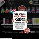 Domino's Web Special - Any 3 Pizzas Delivered for $30