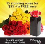 10 Roses Delivered Plus a Vase for $25 Including Delivery- SA