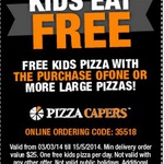 Free Kids Pizza with Purchase of Large Pizza at Pizza Capers