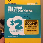 First Day Free on Optus Prepaid $2 Days (500MB Data and Unlimited TXTs and Calls)