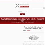 Fanco Eco Motion DC Ceiling Fan with Light – Stainless Steel $229 @ Universal Fans 