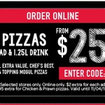 3x Large Pizzas + 1x Garlic Bread + 1x 1.25l Drink = $25 Delivered @ Domino's