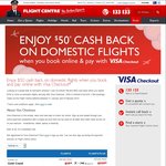 Save $50* on Flight Centre Domestic Flights with Visa Checkout. No Minimum Spend