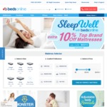 BedsOnline: Take an extra 10% off already discounted top brand mattresses (Sealy, King Koil, SleepMaker, etc..)
