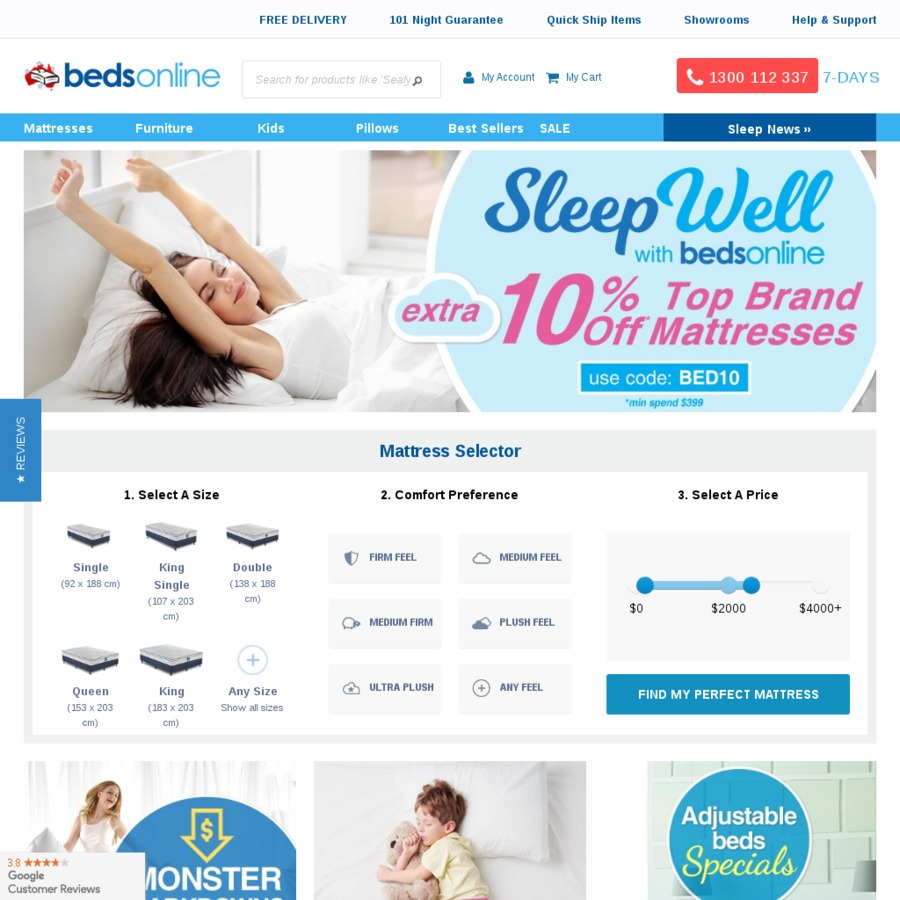BedsOnline: Take an extra 10% off already discounted top brand ...