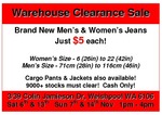 Warehouse Clearance Sale - Brand New Men's & Women's Jeans @ Just $5 each! WAust