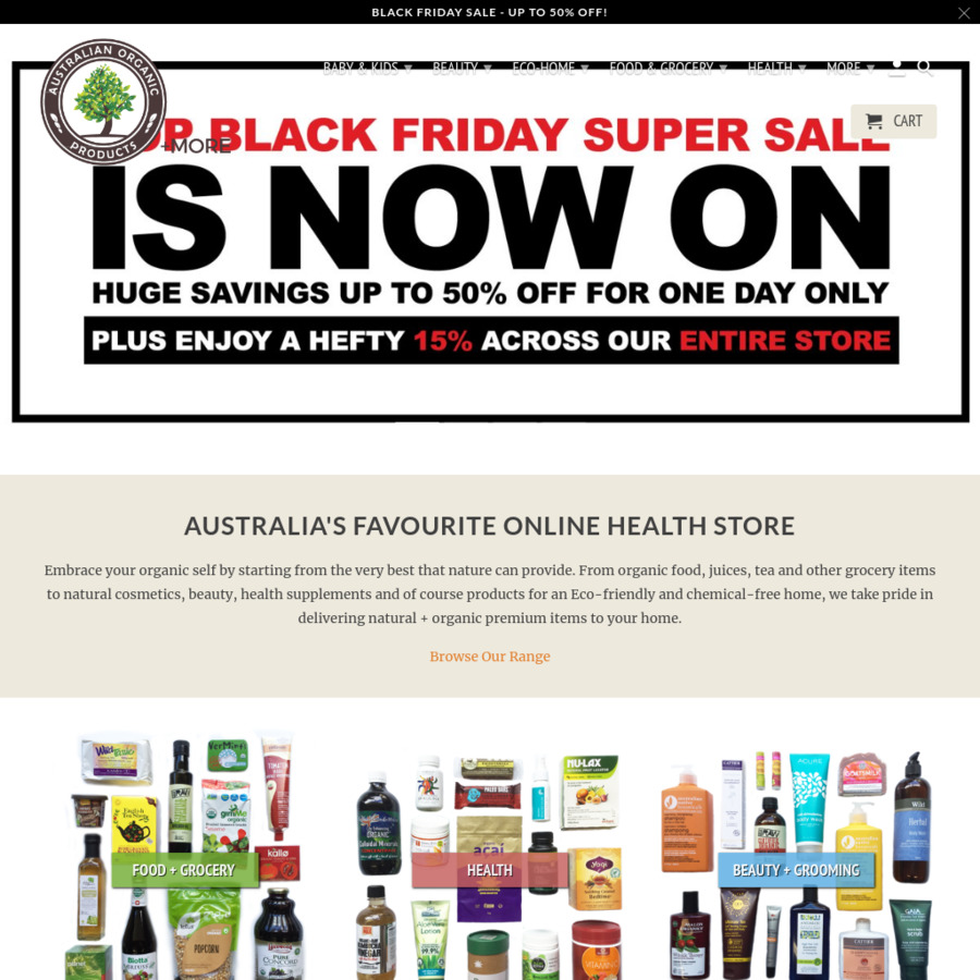 Black Friday Sale up to 50 off Australian Organic Products and More