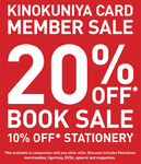 20% off for Kinokuniya Bookstore (Membership Required)