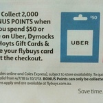 Coles 365 Prepaid Unlimited Calls + 42GB $160 | 2000 Flybuys Points (Worth $10) with $50 Uber, Dymocks, Hoyts Gift Cards @ Coles
