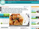 $9 for $20 Credit at Cuisine Courier if You Have Ourdeal $5 Voucher, It Is End up Only $4