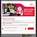 12 Bottles for $120 + 2 Dartington Crystal Stemless Glasses Per Household @ Virgin Wines