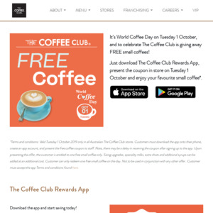 Free Small Coffee Via Rewards App The Coffee Club Ozbargain