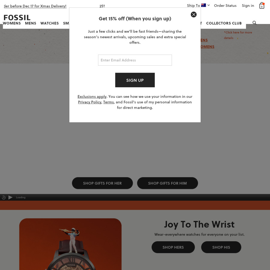 Fossil 15 off online promo code